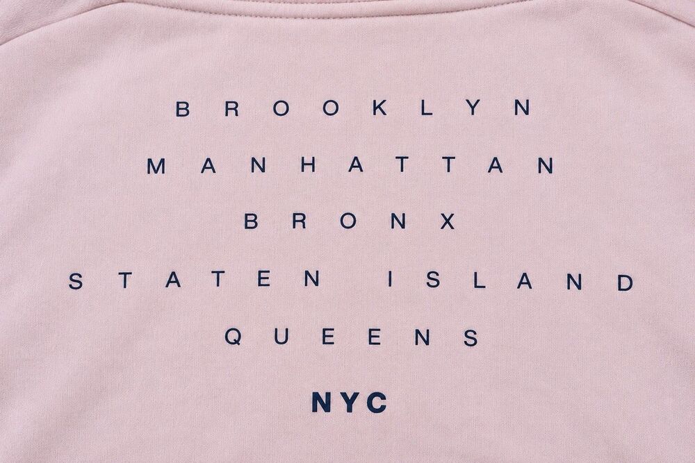 Cotton On Garments NYC 5 Boroughs Pink Hoodie Medium Unisex Pullover Map Graphic